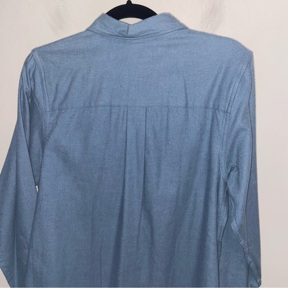 Vintage LL Bean Chamois Shirt Womens Small Pockets Soft Long Sleeve Outdoor Blue - Picture 10 of 10